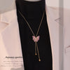 Wholesale Stainless Steel Animal Zodiac Pattern Pull Out Butterfly Pendant Long Sweater Chain Pig Nose Necklace Jewelry
