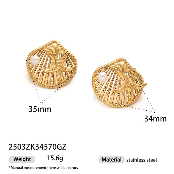 Wholesale Stainless Steel Animal Zodiac Pattern Titanium Steel Plated 18K Gold Elegant Ocean Earrings For Women