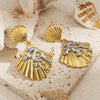 Wholesale Stainless Steel Animal Zodiac Pattern Titanium Steel Plated 18K Gold Elegant Ocean Earrings For Women