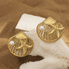 Wholesale Stainless Steel Animal Zodiac Pattern Titanium Steel Plated 18K Gold Elegant Ocean Earrings For Women