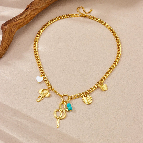 Wholesale Stainless Steel Animal Zodiac Pendant Necklace With Goldplated Electroplating Fashion Ol Style For Women