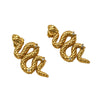 Wholesale Stainless Steel Animal Zodiac Snake Shaped Diamond Encrusted 18K Gold Plated Earrings For Women