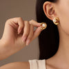 Wholesale Stainless Steel Asymmetrical Cshaped Shell Beads Pearl Titanium Steel Electroplated Minimalist Women's Earrings