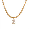 Wholesale Stainless Steel Ball Chain Necklace With Copper Letter Pendant And Zircon For Women