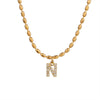 Wholesale Stainless Steel Ball Chain Necklace With Copper Letter Pendant And Zircon For Women