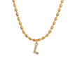 Wholesale Stainless Steel Ball Chain Necklace With Copper Letter Pendant And Zircon For Women
