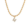 Wholesale Stainless Steel Ball Chain Necklace With Copper Letter Pendant And Zircon For Women
