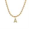 Wholesale Stainless Steel Ball Chain Necklace With Copper Letter Pendant And Zircon For Women