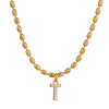 Wholesale Stainless Steel Ball Chain Necklace With Copper Letter Pendant And Zircon For Women