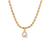 Wholesale Stainless Steel Ball Chain Necklace With Copper Letter Pendant And Zircon For Women