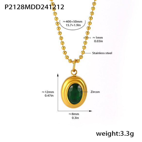 Wholesale Stainless Steel Ball Chain Necklace With Water Drops Delicate Small Pendant Zircon Geometric Pattern Pvd Plated 18K True Gold For Women