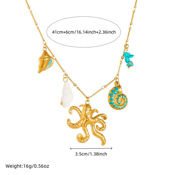Wholesale Stainless Steel Bamboo Thin O Chain Goldplated Animal Zodiac Pendant Necklace