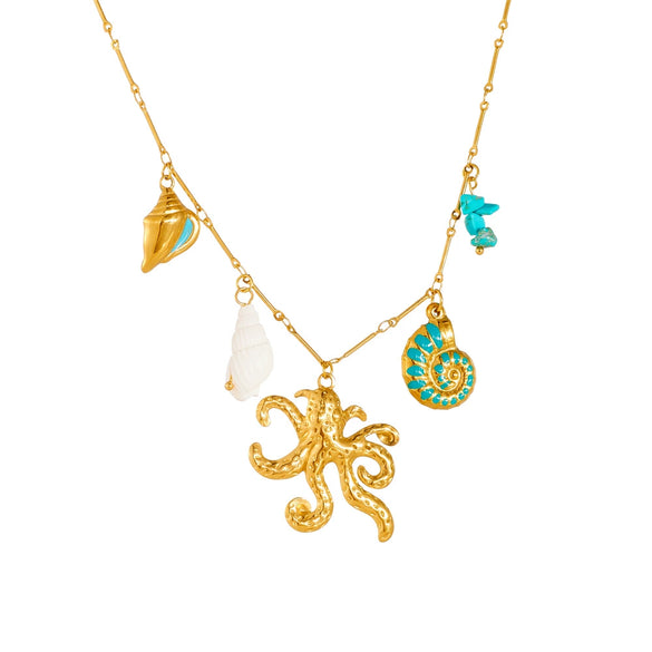 Wholesale Stainless Steel Bamboo Thin O Chain Goldplated Animal Zodiac Pendant Necklace