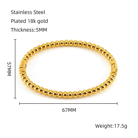 Wholesale 316L Stainless Steel Bamboo Titanium Steel Beaded Plain Ring Bracelet With Electroplating Design