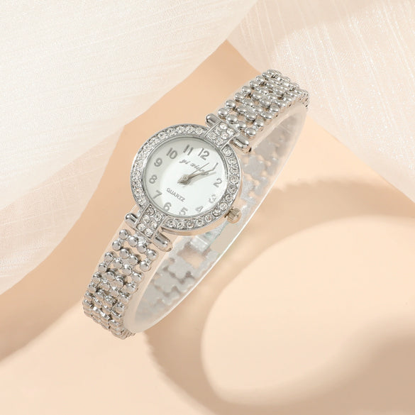 Wholesale Stainless Steel Band Diamond Ladies Quartz Watch With Round Dial And Leisure Style