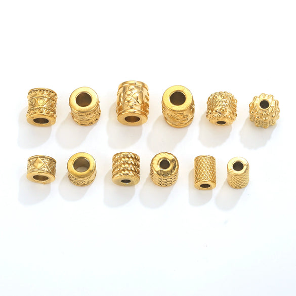 Wholesale Stainless Steel Bead Accessories With Hirback Pattern And Electroplating Process Light Luxury Style Drum Beads