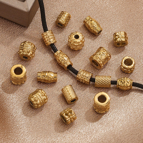 Wholesale Stainless Steel Bead Accessories With Hirback Pattern And Electroplating Process Light Luxury Style Drum Beads