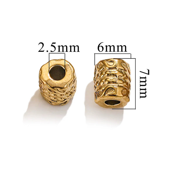 Wholesale Stainless Steel Bead Accessories With Hirback Pattern And Electroplating Process Light Luxury Style Drum Beads