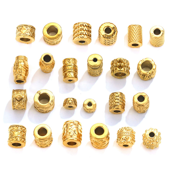 Wholesale Stainless Steel Bead Accessories With Hirback Pattern And Electroplating Process Light Luxury Style Drum Beads