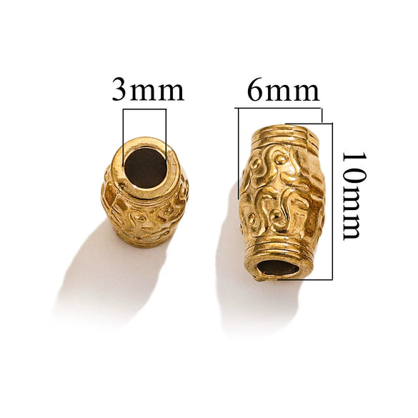 Wholesale Stainless Steel Bead Accessories With Hirback Pattern And Electroplating Process Light Luxury Style Drum Beads