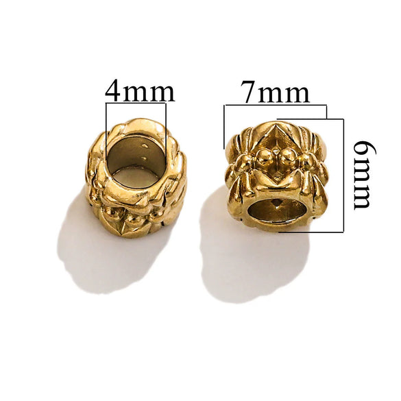 Wholesale Stainless Steel Bead Accessories With Hirback Pattern And Electroplating Process Light Luxury Style Drum Beads