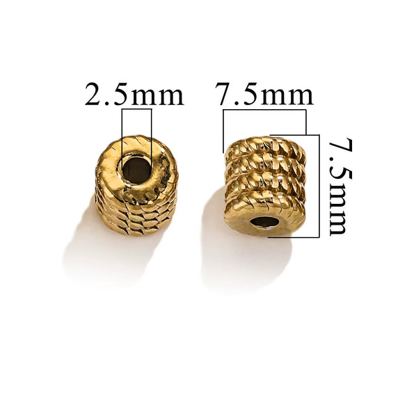 Wholesale Stainless Steel Bead Accessories With Hirback Pattern And Electroplating Process Light Luxury Style Drum Beads