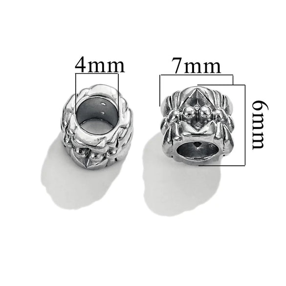 Wholesale Stainless Steel Bead Accessories With Hirback Pattern And Electroplating Process Light Luxury Style Drum Beads