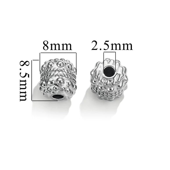 Wholesale Stainless Steel Bead Accessories With Hirback Pattern And Electroplating Process Light Luxury Style Drum Beads