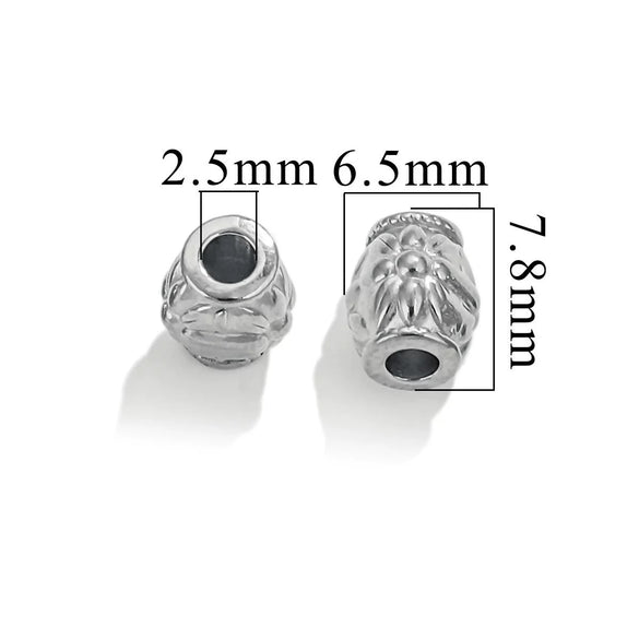 Wholesale Stainless Steel Bead Accessories With Hirback Pattern And Electroplating Process Light Luxury Style Drum Beads