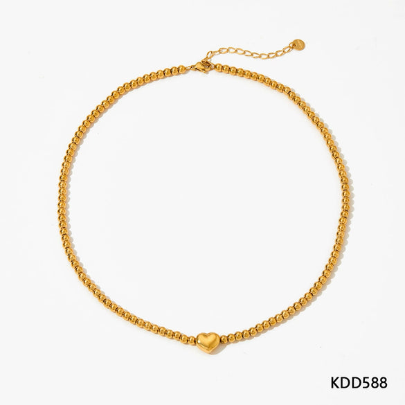 Wholesale Stainless Steel Beaded Bracelet And Necklace Suit With Love Heart Water Drop Bell Patterns Electroplated For Women