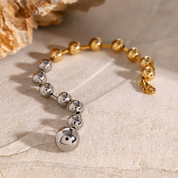 Wholesale Stainless Steel Beaded Bracelet With Geometric Design And Electroplating Treatment For Women