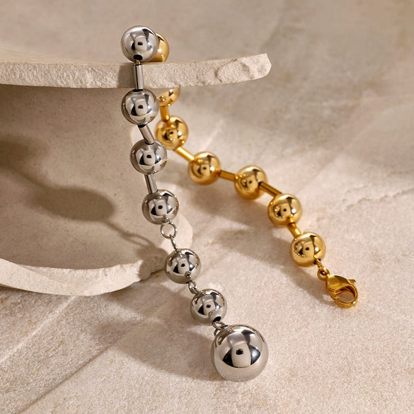Wholesale Stainless Steel Beaded Bracelet With Geometric Design And Electroplating Treatment For Women
