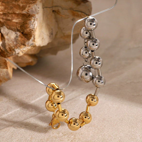 Wholesale Stainless Steel Beaded Bracelet With Geometric Design And Electroplating Treatment For Women
