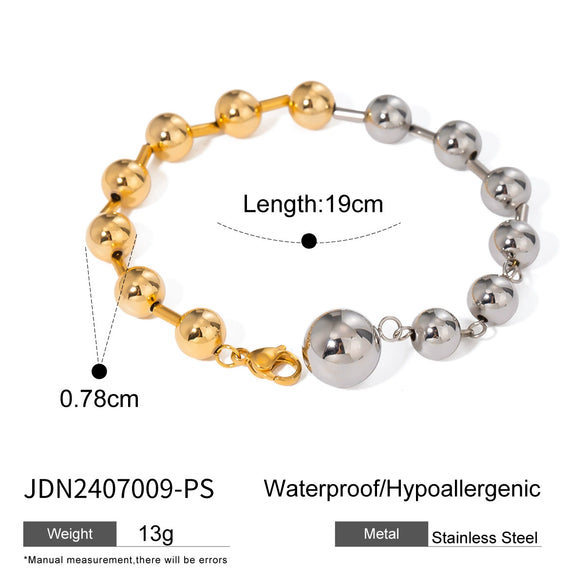 Wholesale Stainless Steel Beaded Bracelet With Geometric Design And Electroplating Treatment For Women