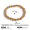 Wholesale Stainless Steel Beaded Elastic Rope Bracelet With Geometric Design And Electroplating For Women