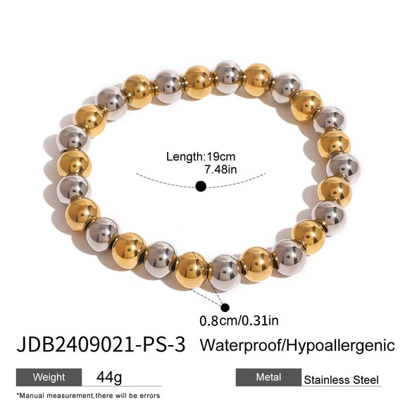 Wholesale Stainless Steel Beaded Elastic Rope Bracelet With Geometric Design And Electroplating For Women