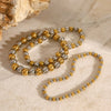 Wholesale Stainless Steel Beaded Elastic Rope Bracelet With Geometric Design And Electroplating For Women