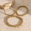Wholesale Stainless Steel Beaded Elastic Rope Bracelet With Geometric Design And Electroplating For Women
