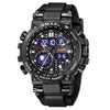 Wholesale Stainless Steel Belt Men's Multifunctional Electronic Quartz Watch With Dual Time Calendar And Round Dial Waterproof And Leisure Style