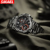 Wholesale Stainless Steel Belt Men's Multifunctional Electronic Quartz Watch With Dual Time Calendar And Round Dial Waterproof And Leisure Style