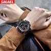Wholesale Stainless Steel Belt Men's Multifunctional Electronic Quartz Watch With Dual Time Calendar And Round Dial Waterproof And Leisure Style