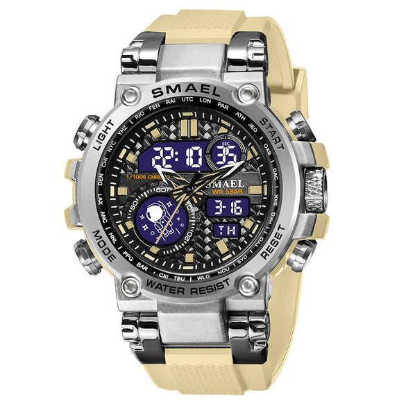 Wholesale Stainless Steel Belt Men's Multifunctional Electronic Quartz Watch With Dual Time Calendar And Round Dial Waterproof And Leisure Style