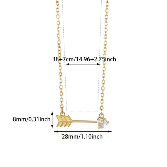 Wholesale Stainless Steel Birthstone Necklace With Arrow Piercing Heart Pendant Electroplated In 18K Gold