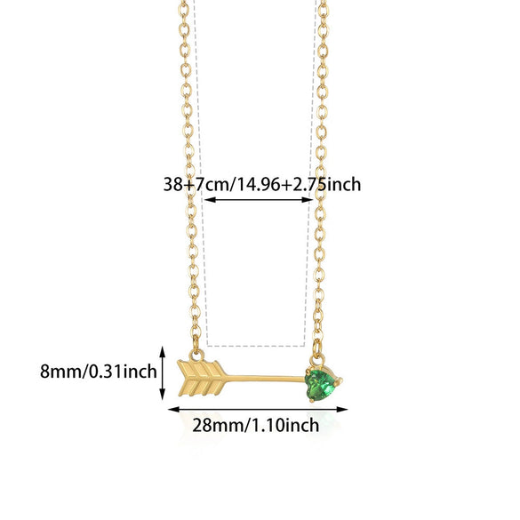 Wholesale Stainless Steel Birthstone Necklace With Arrow Piercing Heart Pendant Electroplated In 18K Gold