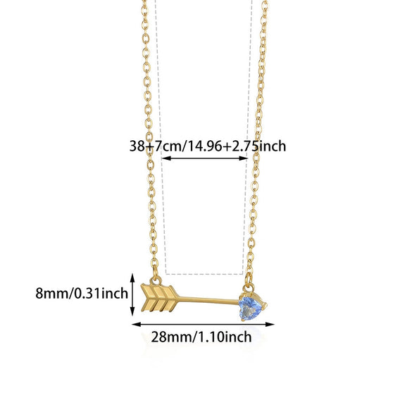 Wholesale Stainless Steel Birthstone Necklace With Arrow Piercing Heart Pendant Electroplated In 18K Gold