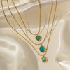 Wholesale Stainless Steel Blue Geometric Square Necklace With Electroplating Design For Women