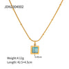 Wholesale Stainless Steel Blue Geometric Square Necklace With Electroplating Design For Women