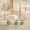 Wholesale Stainless Steel Blue Geometric Square Necklace With Electroplating Design For Women