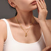 Wholesale Stainless Steel Blue Turquoise Love Lock Pendant Collarbone Necklace For Women Electroplated Geometric Minimalist Style