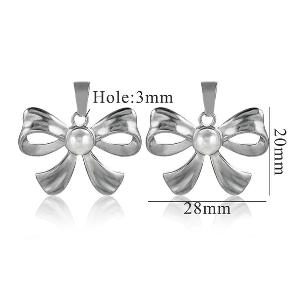 Wholesale Stainless Steel Bow And Butterfly Pendant Necklace For Ladies With 18K Gold Plated Electroplating